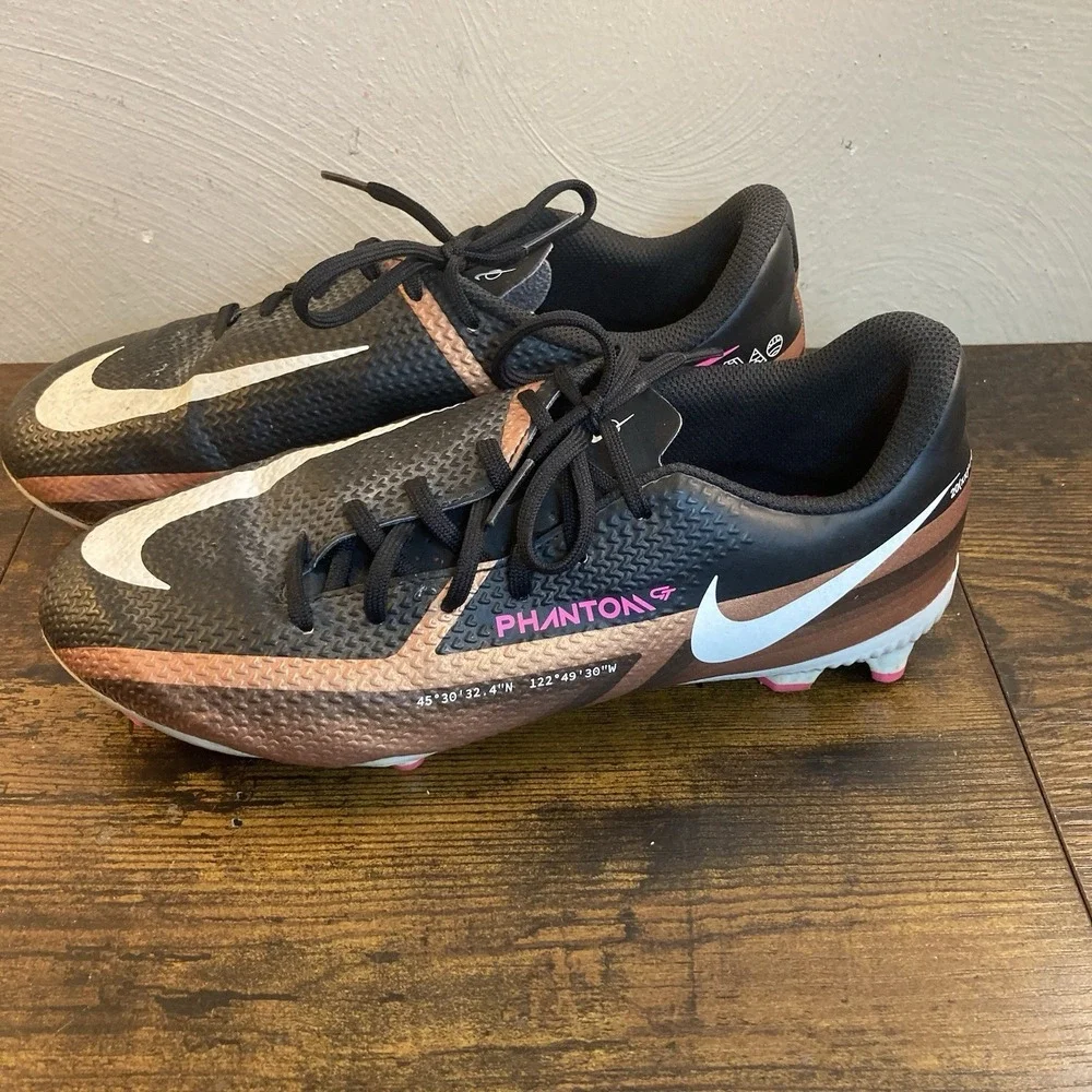 Nike Phantom GT2‎ Club FG MG Soccer Cleats DR6056 810 Youth 6Y Black Copper Pink
